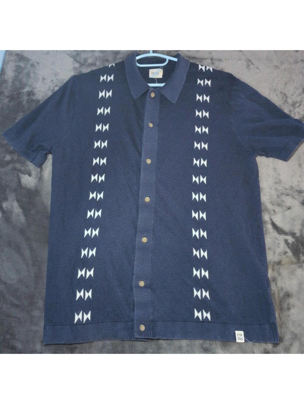 Fair Harbor The White Lotus Knit Polo Seawool Cotton Mens Medium Blue HBO Shirt